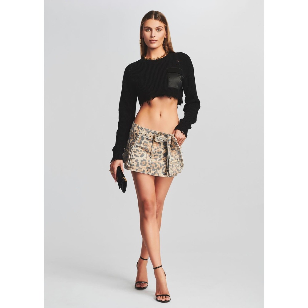 SER.O.YA  Lia Skirt - Leopard Mini Skirt Size 27 NWT